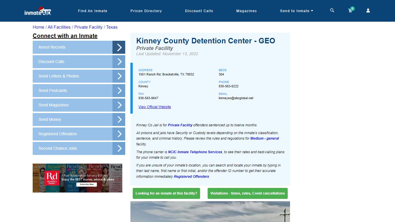 Kinney County Detention Center - GEO - Inmate Search - Bracketville, TX