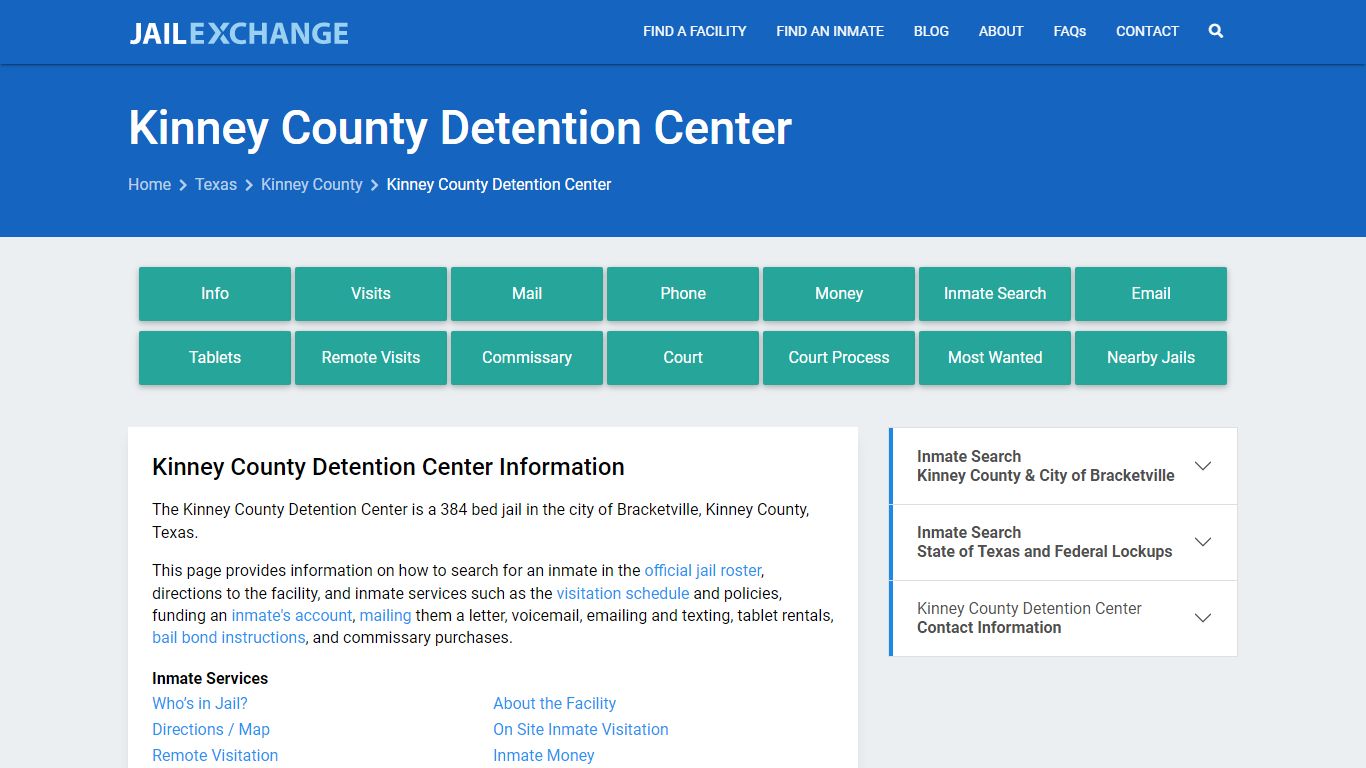 Kinney County Detention Center, TX Inmate Search, Information